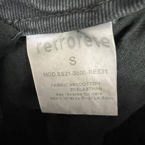 Retrofete Kiara Denim Jumpsuit Black Dark Cutouts V-Neck Puff Sleeves Women's S - Picture 13 of 14